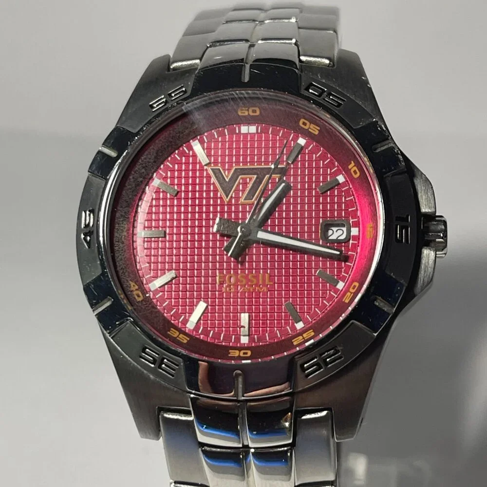 Virginia Tech Hokies NCAA Stainless-Steel Men's Watch by Fossil NEW (RARE)